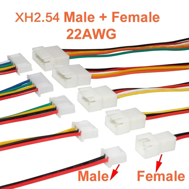

10pcs XH2.54mm 22AWG 0.32mm2 Air Docking Wire 15cm 2P-10Pin TJC3 Male Female Plug Receptacle Housing Connector Cable