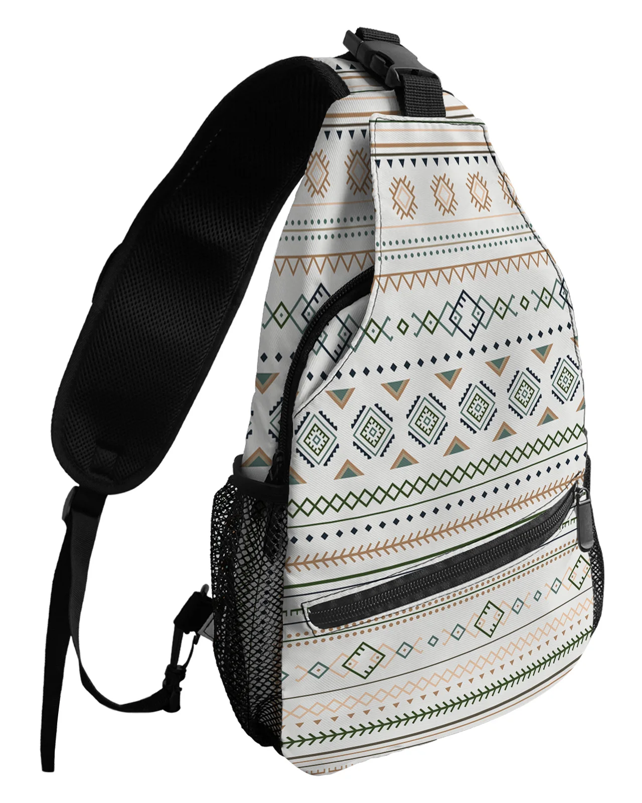 Bohemian Style Geometric Shapes Chest Bag for Man Women Casual Crossbody Bag Travel Shoulder Bag Large Capacity Sling Bag