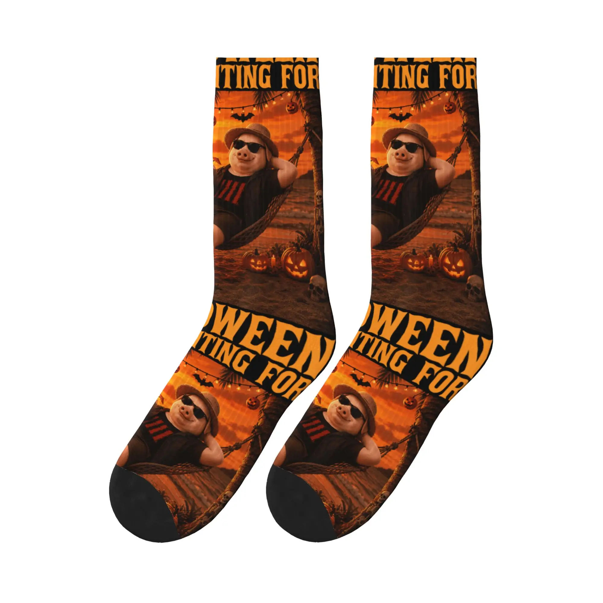 Adults Men Socks Sunset Beach John Pork Chill Waiting for Halloween Stockings Winter Casual Medium Soft Socks Anti Socks