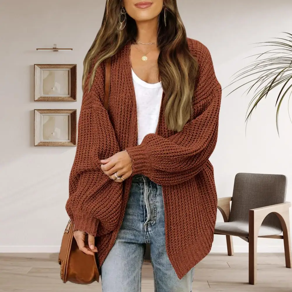 

Women Cardigan Sweater Long Sleeve Sweater Jacket Women's Solid Color Cardigan Sweater with Lantern Sleeves for Autumn
