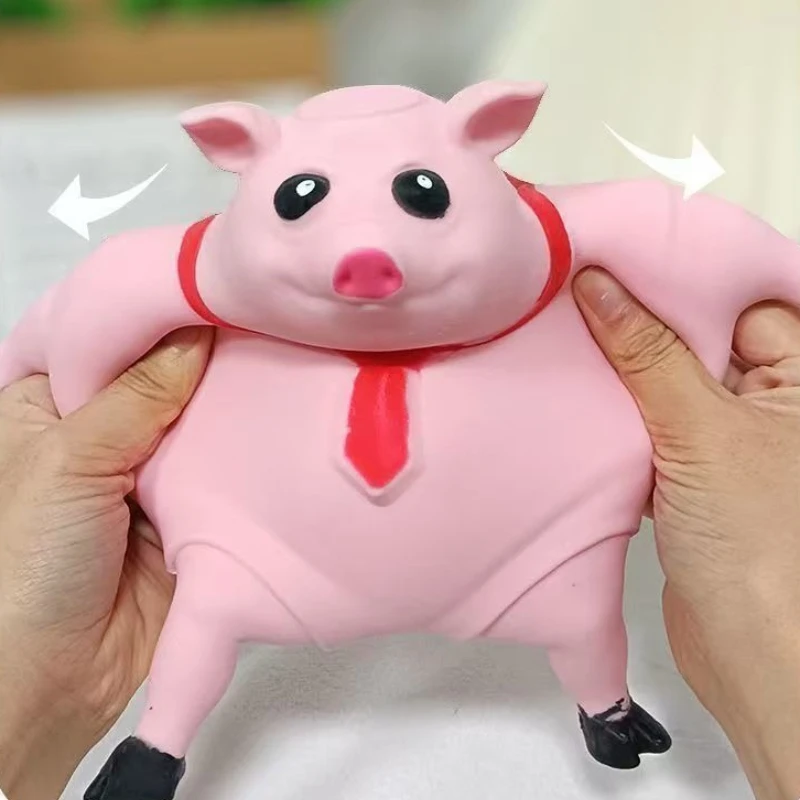 Decompression Toy Pink Pig Transforming Kneading Stress Relief Sensory Toy for Adults Kids Squishy Stretchable Sensory Tool