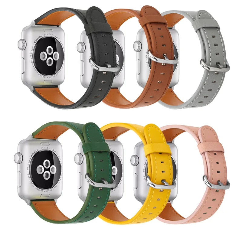 Leather Strap for Apple Watch 38mm 40mm 42mm 44mm Watchband Bracelet for Apple Watch Band Serise 6 SE 5 4 3 2 1