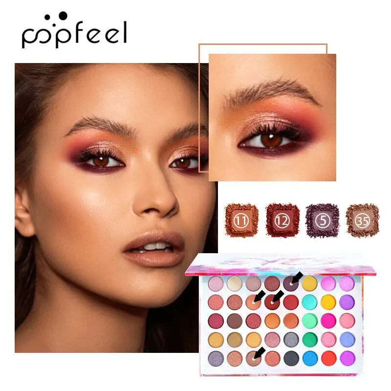 POPFEEL Professional 40-colors Eyeshadow Palette, Pearly Glitter Matte Fantasy, Rainbow Color Tone, Ultra Pigmented