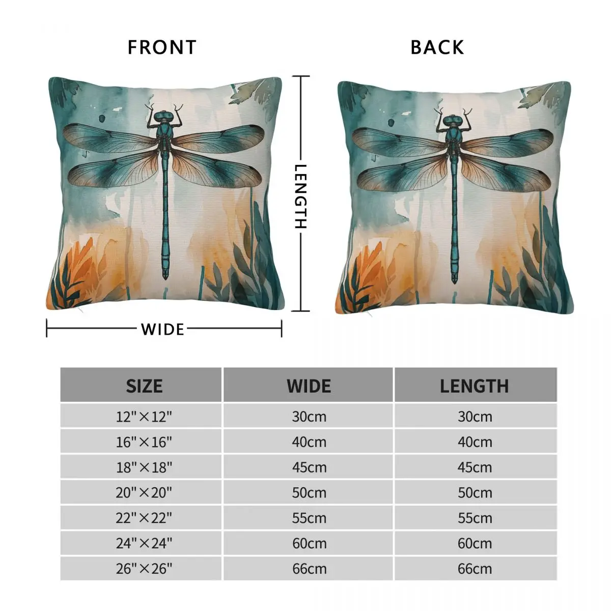 The Dragonfly Pillowcase Polyester Linen Velvet Creative Zip Decor Bed Cushion Cover