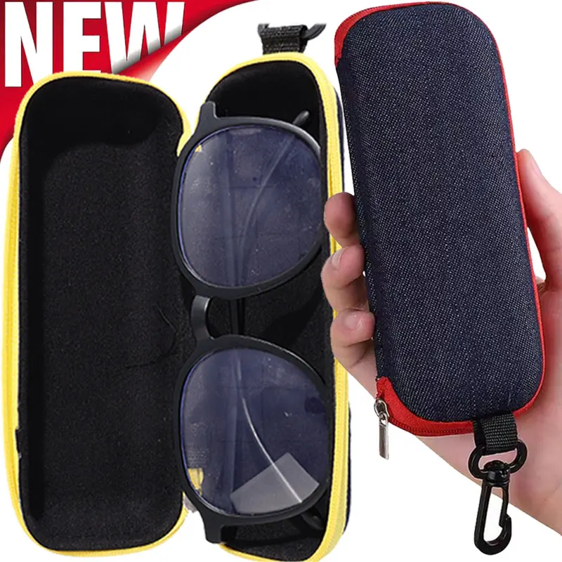 Fashion Portable Eyewear Cases Cover Sunglasses Hard Case for Women Men Glasses Box with Lanyard Zipper Eyeglass Cases Protector