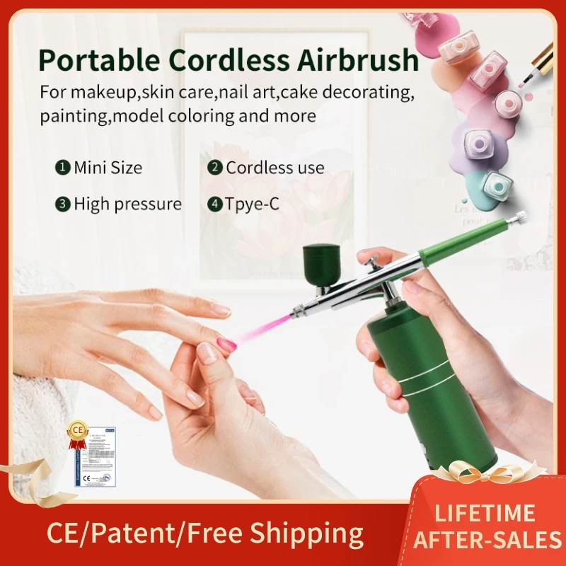 Airbrush Nail With Compressor Kit For Nails Art Paint Cake Crafts Nails Spray Nano Steam Gun Nail Art Tattoo Spray Gun Oxygen