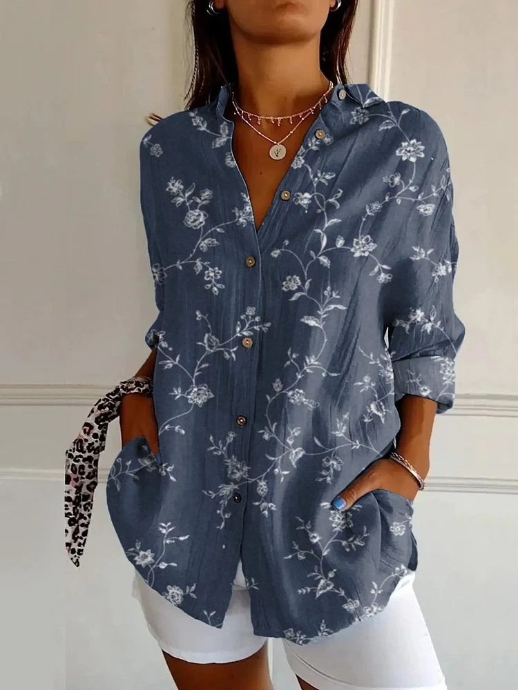 2024 new women\'s long shirts Summer European and American trendy half-sleeved shirts Floral pattern printed 3D shirts