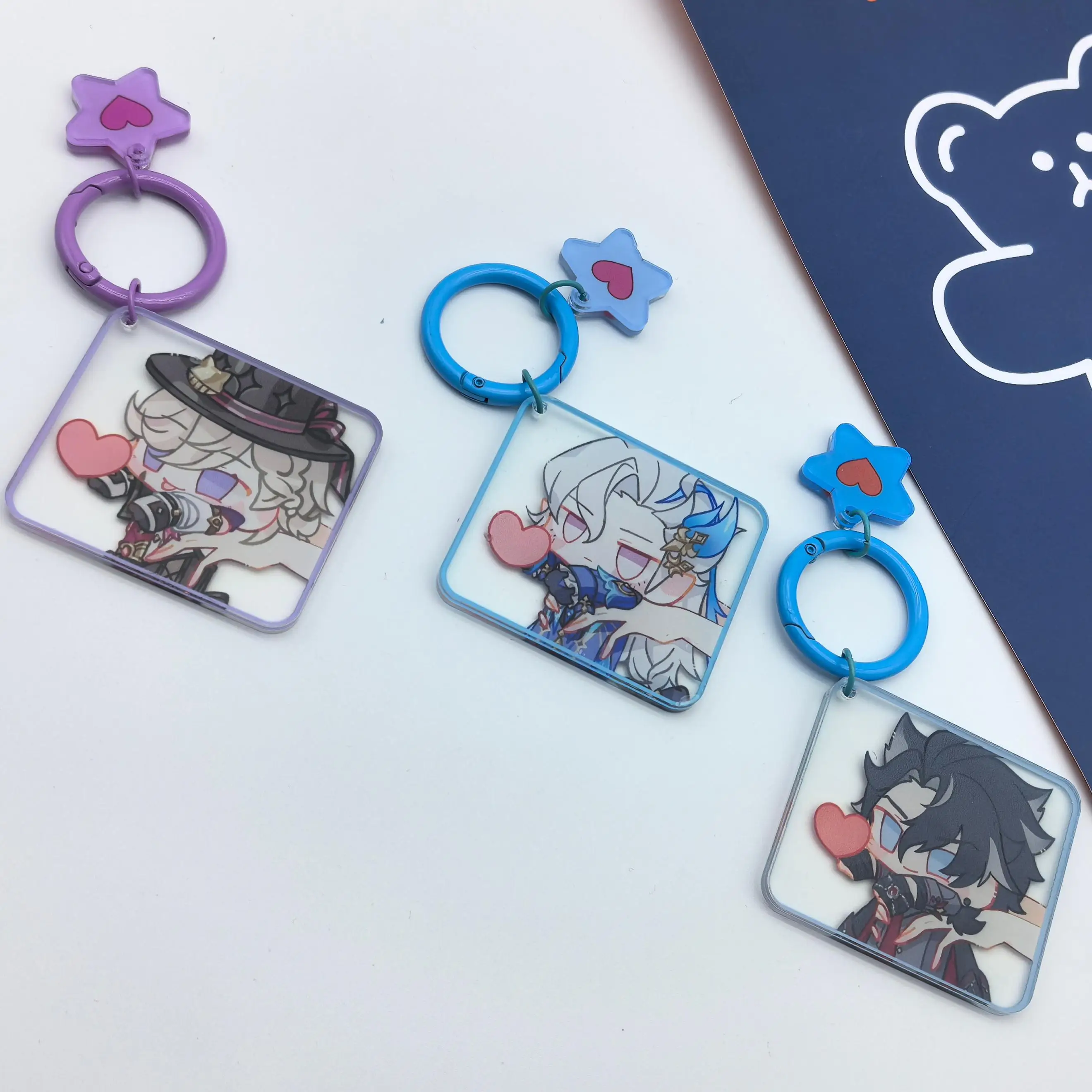 1Pcs Anime Game Genshin Scaramouche Nahida Xiao Cute Stars Key Chain Women\'s knapsack Pendant Decoration Acrylic Keyrings Gifts