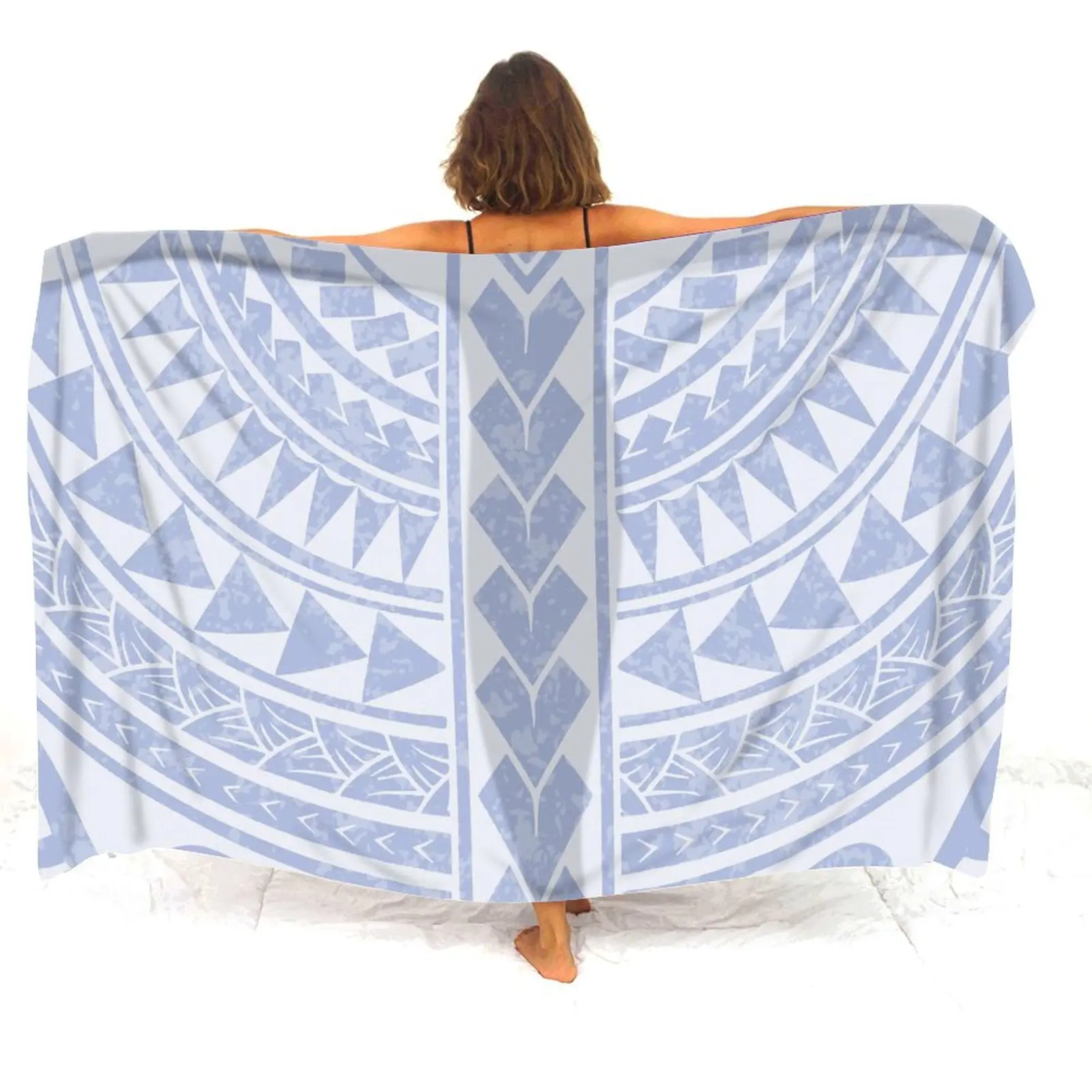 Polynesian Women'S Sarong Custom Logo Pattern Text Name Summer Art Seaside One Piece Shawl Beach Apron Soft Coat