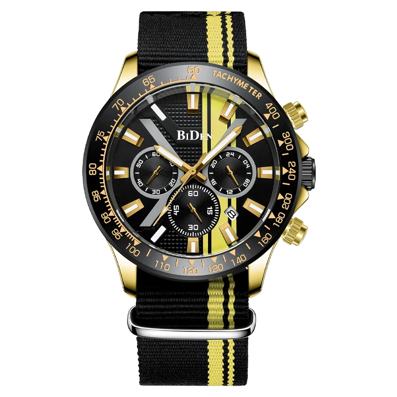 BIDEN Men's Watch Multi functional Sports and Leisure 30M Waterproof Six needle Nylon Strap Men's Clock Factory Direct Sales