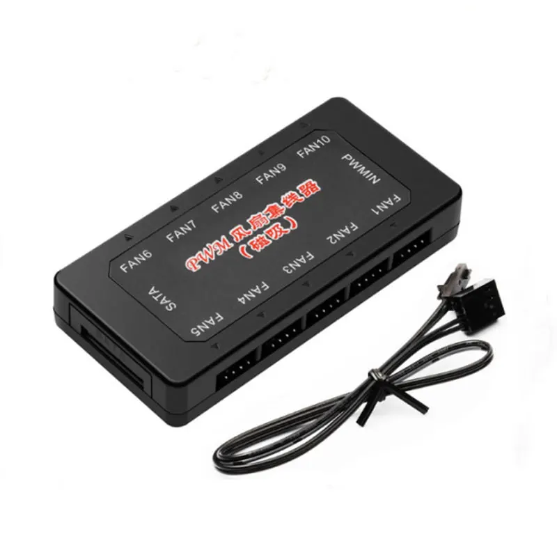 حالة الكمبيوتر 10 منافذ وحدة تحكم في سرعة المروحة محور المغناطيسي 10 اتجاهات مروحة محور 3pin/4pin مروحة موسع Sata IDE/موليكس امدادات الطاقة