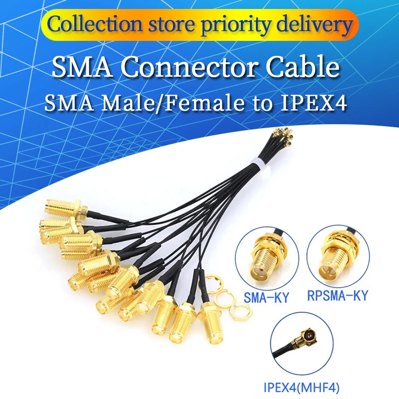 100Pcs SMA Connector Cable Female to IPEX4 IPX4 MHF4 to SMA Female RF0.81 Antenna RG0.81MM Cable Assembly RP-SMA-K