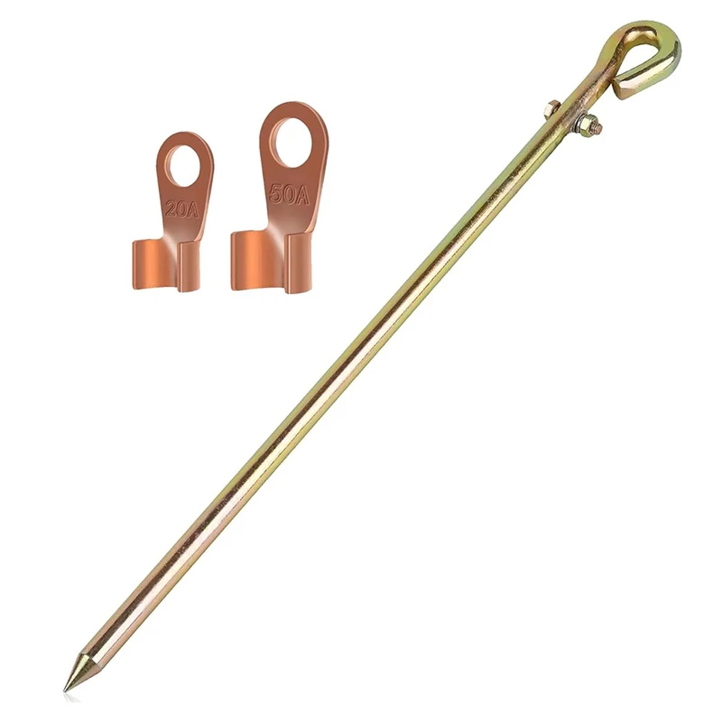 

LJL-Portable Grounding Rod - Grounding Pin With Grounding Wire Lug Great For Electric Fences, Burners, Baling Stakes