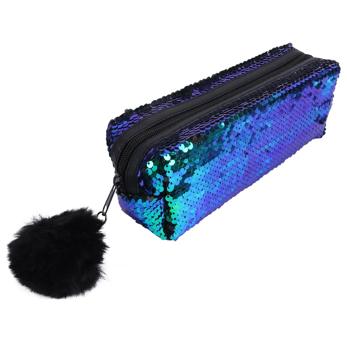 1Pcs Glitter Pencil Bag Mermaid Stationery Pouch Smooth Zipper Closure Dustproof Design Multifunctional Case for Pens Makeup
