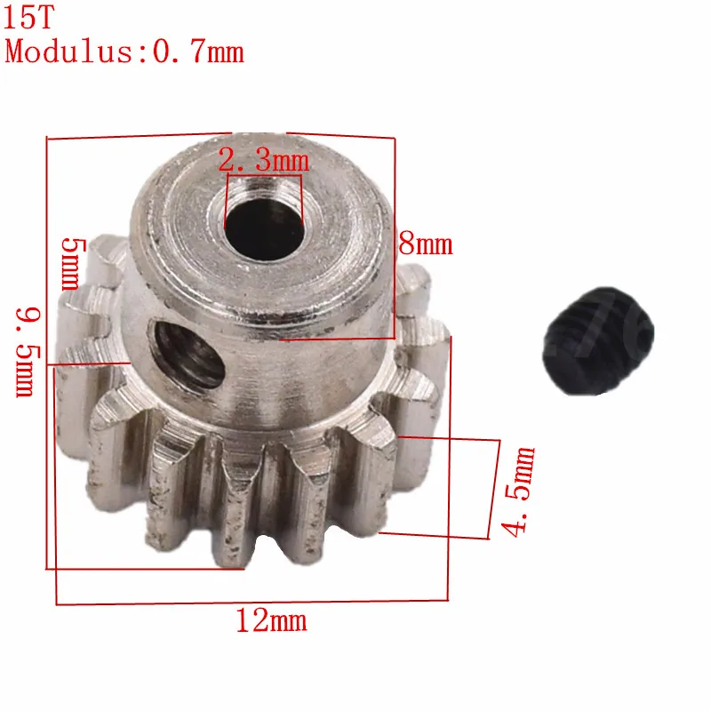 RC Remote Control Cars Wltoys A929 A949 A959 A969 A979 Metal Motor Gear 15T Teeth 0.7M For 1/18 Scale 4WD Models