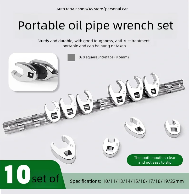 Drive Crowfoot Wrench Conjunto com Suporte Acessórios de Reparação Chaves Chaves 10 mm 11 mm 13 mm 14 mm 15 mm 16 mm 17 mm 18 mm 19 Milímetros 22 Milímetros