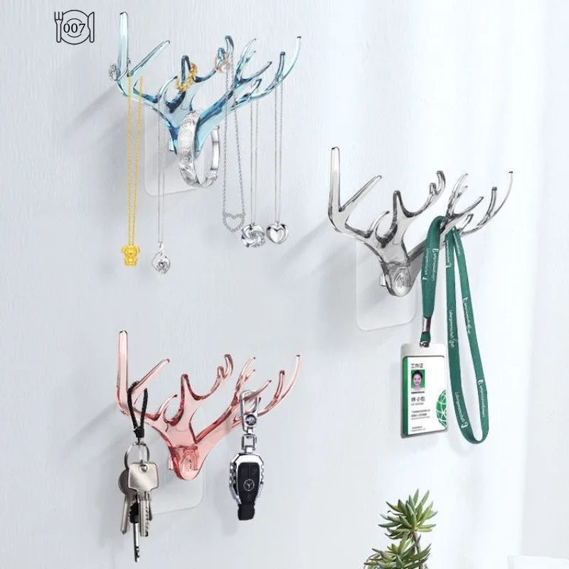 1 Pcs Creative Wall HangingJewelry Holder Key HolderNecklace Storage HolderVintage Deer Horns HangerCoat Rack Wall Decoration