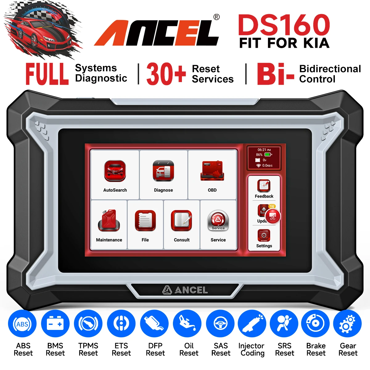 Outil de diagnostic automobile bidirectionnel KIA avec mises à jour gratuites à vie, scanner OBD2 toutes fonctions, DPF et plus de 30 fonctions de réinitialisation