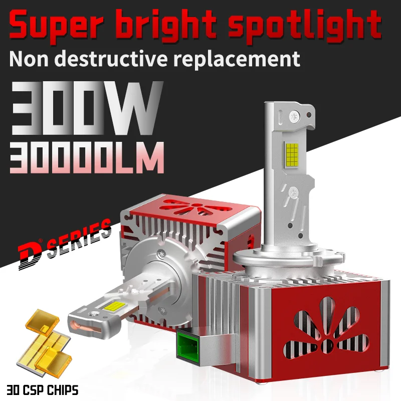 

D SERIES D3S Светодиодные фары D1S D2S D4S 300 Вт 30000LM Супер яркие автомобильные фары 6000K Белый Plug and Play Автоматические фары