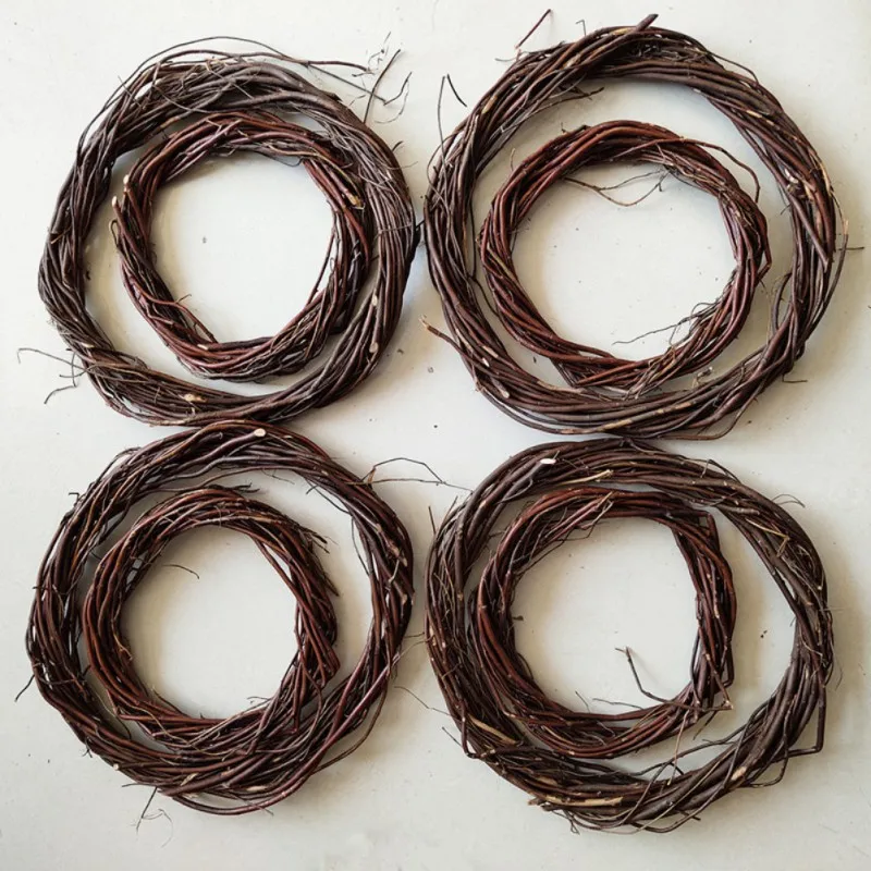 

3PCS Grey Wicker Wreath Garland Decor 22/30cm Rattan Ring Artificial Flowers Garland Dried Flower Frame Craft Accessories