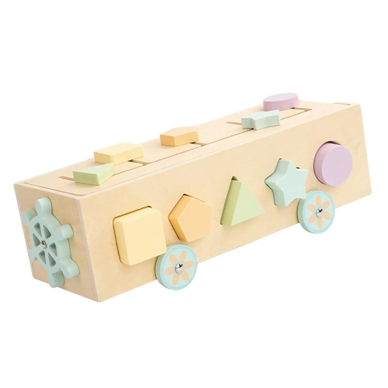 Shape Sorting Stacking Toy Birthday Gift Developmental Wooden Block Montessori Car Toys Kids Early Educational Toy for Preschool