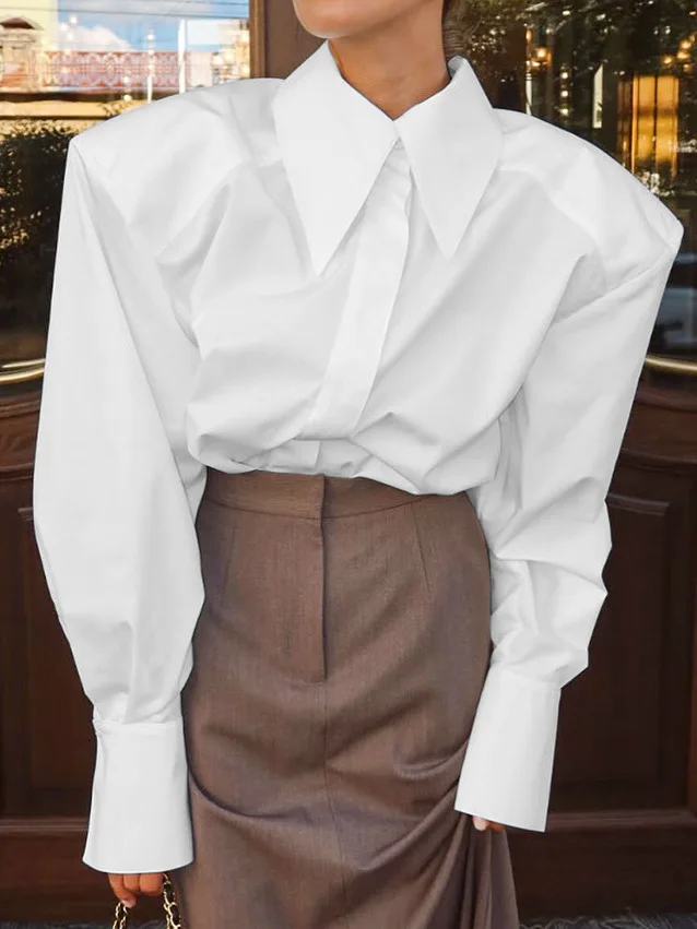 

Облегающие женские туфли на пуговицах с лацканами и широкими плечами, повседневная женская летняя коллекция Faion Long Sve irt