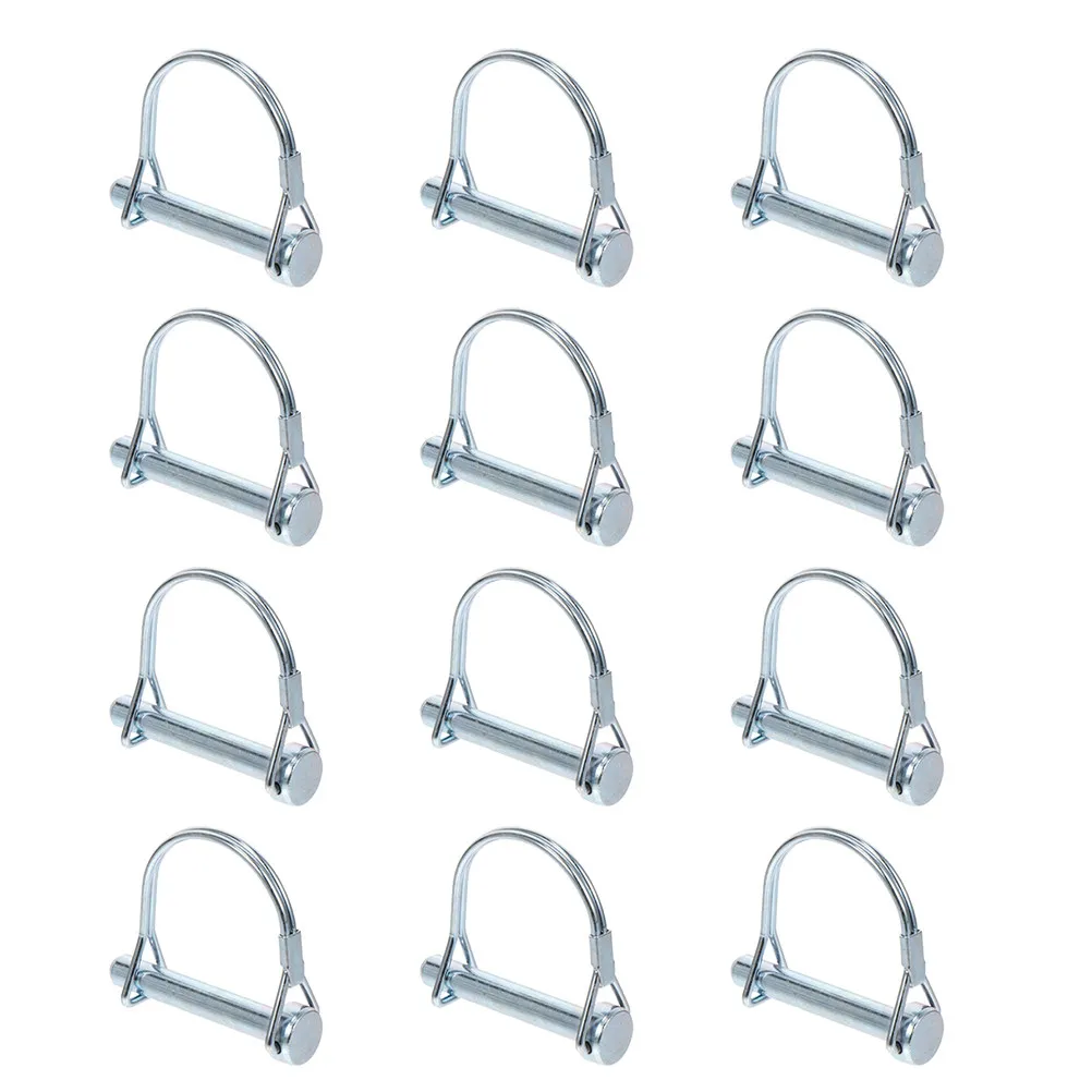 12Pcs D-Type Safety Coupler Pin Heavy Duty Shaft Locking Hitch Pin Quick Release Lock Trailer Lawn Farm Positioning