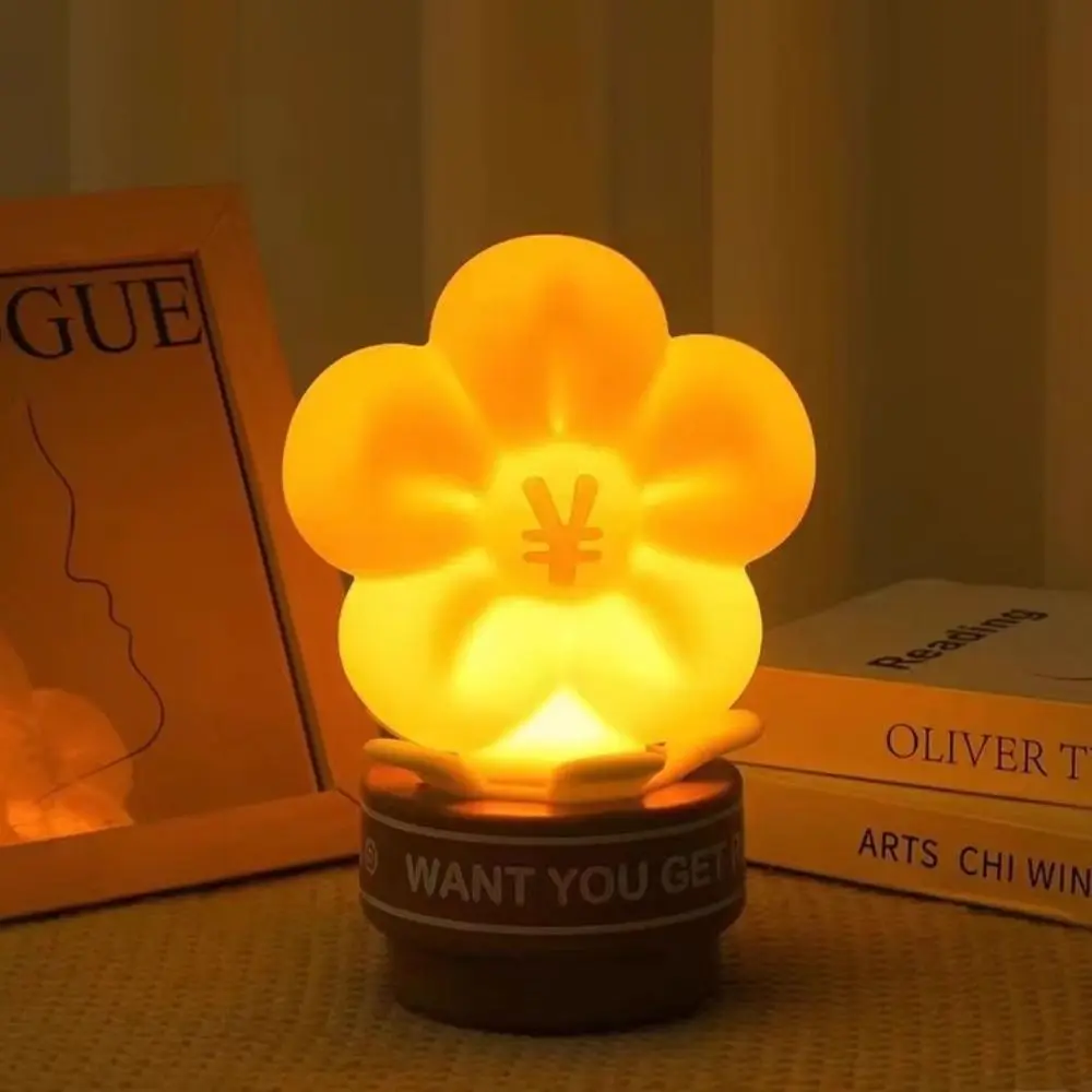 Timer Function Bedside Lamp Warm Lighting Effect Silicone Design Cartoon Flower Night Light Soft Lighting Creative Design