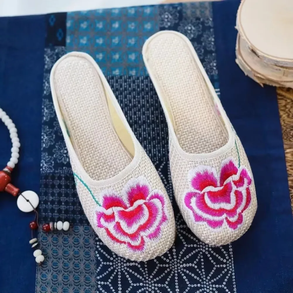 Slippers Women Shoes for Women Fashion Casual Vintage Embroidery Ethnic Style Streetwear Chinese Style Summer Harajuku