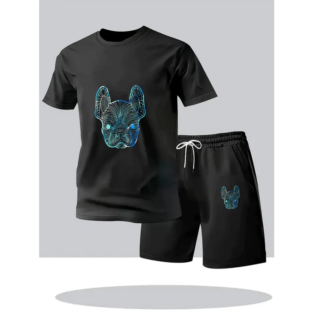 

Summer Men's Quick Dry Casual Short Sleeve T-Shirt And Shorts Set City Street Fashion Running Sports 2-Piece Suit