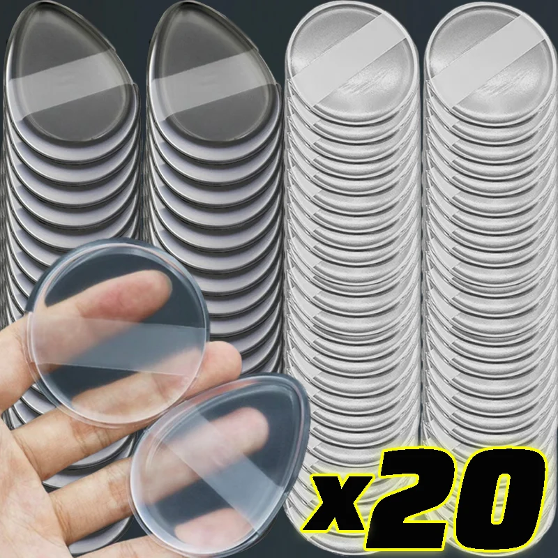 1/20 SZT. Puszysty Puder do Makijażu Silikonowy Nieprzywierający Miękki Transparentny Okrągły Łezkowy Kształt Gąbka do Pudru Kosmetycznego Gładkie Blendowanie