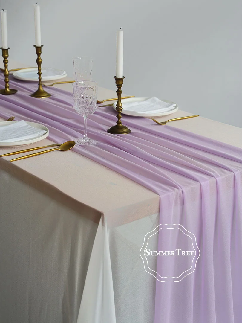 Sheer Table Runner Lilac Elegant Wedding Rustic Mariage Princess Romantic Weddings and Fabulous Parties Decoration Light Purple