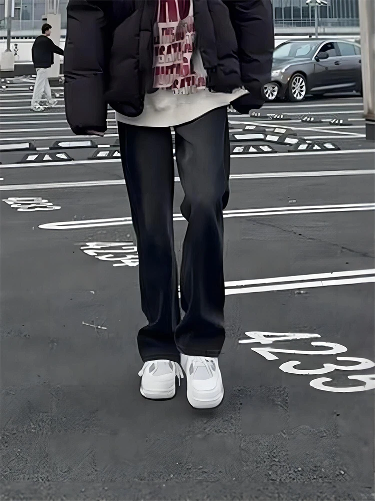 

Мужские джинсы Bla ey Fce с широкими штанинами и подкладкой, прямого кроя, в стиле High Street, осенне-зимние, молодежные, трендовые