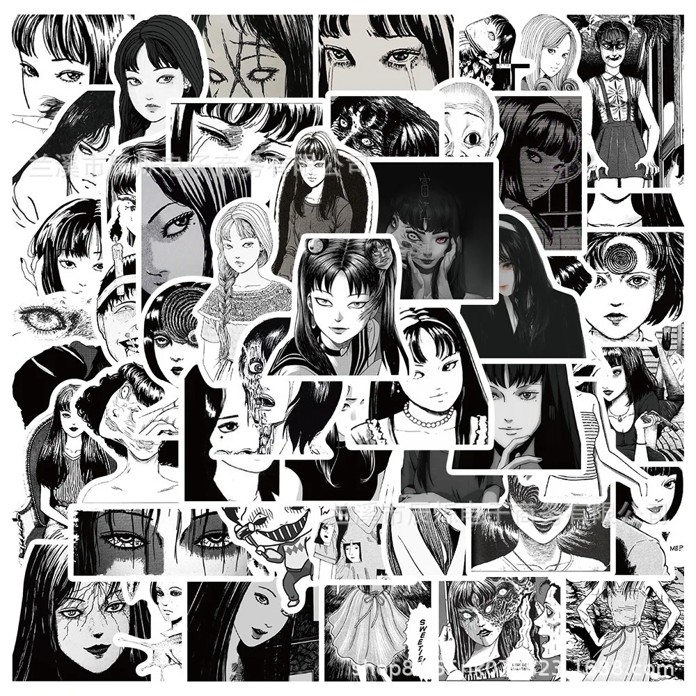 50pcs Horror Story Junji Ito Series Graffiti Stickers Suitable for Helmets Desktop Wall Decoration DIY Sticker Pack Wholesale