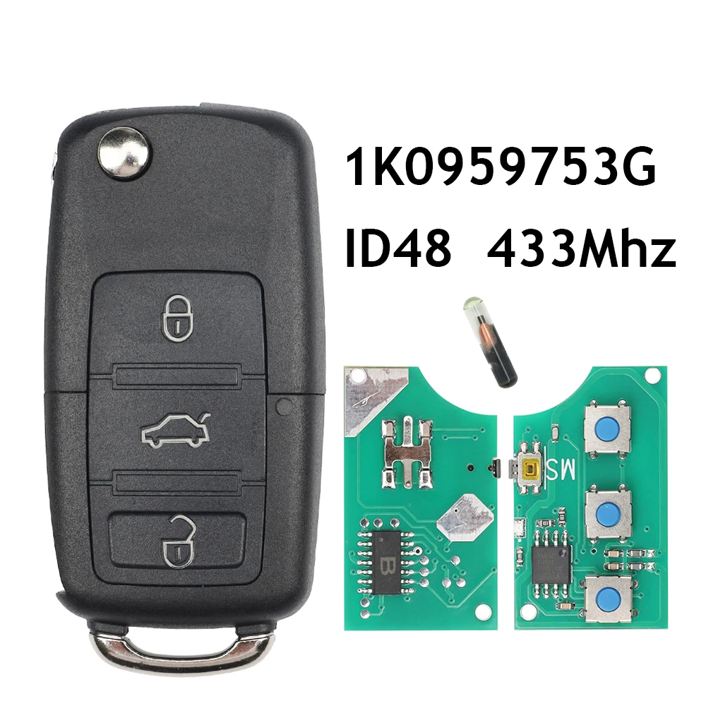 Ly 1K0959753G 48 رقاقة قابلة للطي سيارة مفتاح الوجه عن بعد لشركة فولكس فاجن سيروكو فولكس واجن العلبة سكودا EOS جولف جيتا تيجوان توران حافظة فوب