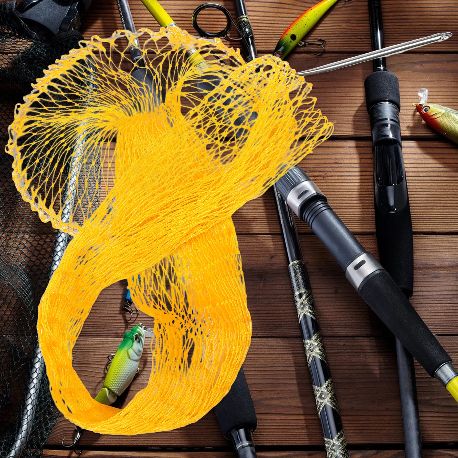 

Durable Flat Bottom Fish Net Drawstring 18-Strand Thickened Line Large Eye Mesh Bag Ground Insert Fishing Tool for Boat Aquarium