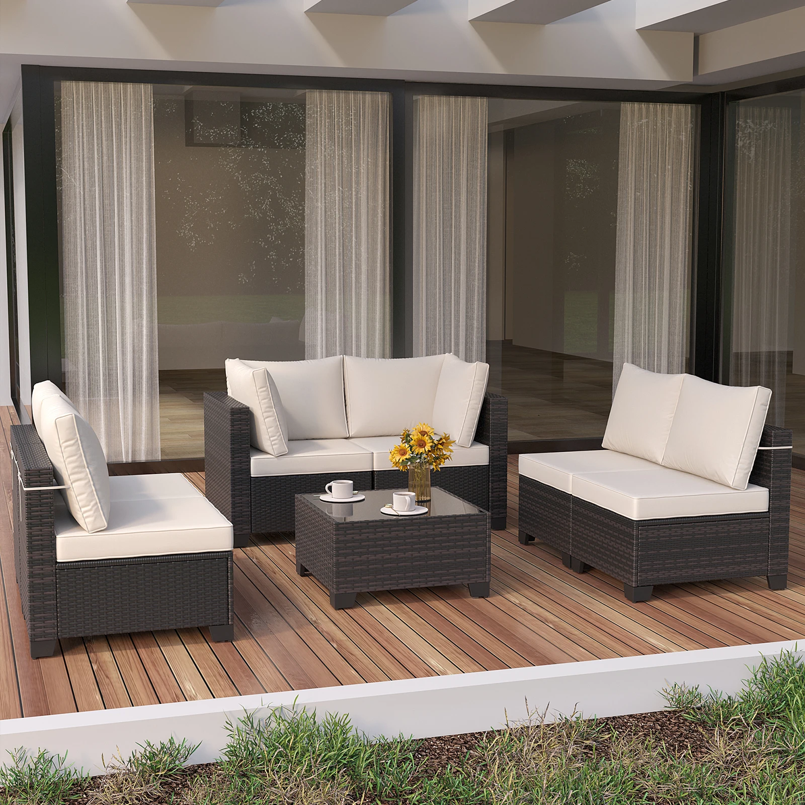 

Садовая мебель из ротанга, уличный диван, эксклюзивное качество, современный дизайн, плетеный садовый диван для патио с журнальным столиком