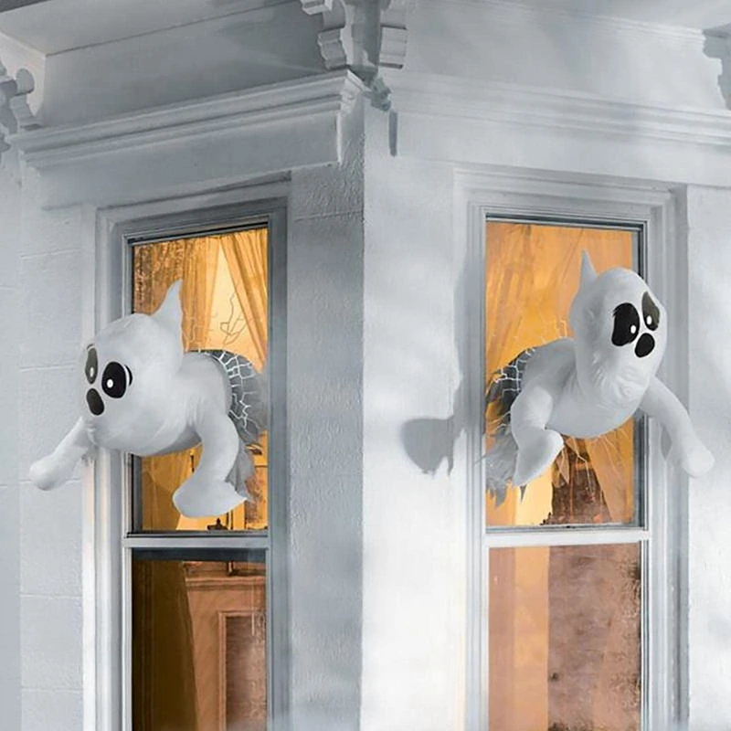 1 PCS Spooky Expressive Window Crasher Ghosts Halloween Decoration White Scary Ghosts Crash Through Window Glass, Trick Of Treat