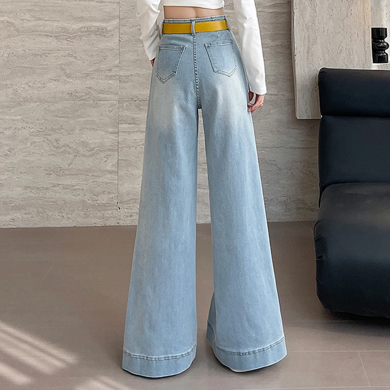 Zomermode dames witte jeans casual hoge taille baggy jeans elegante dames wijde pijpen broek broek vintage kleding