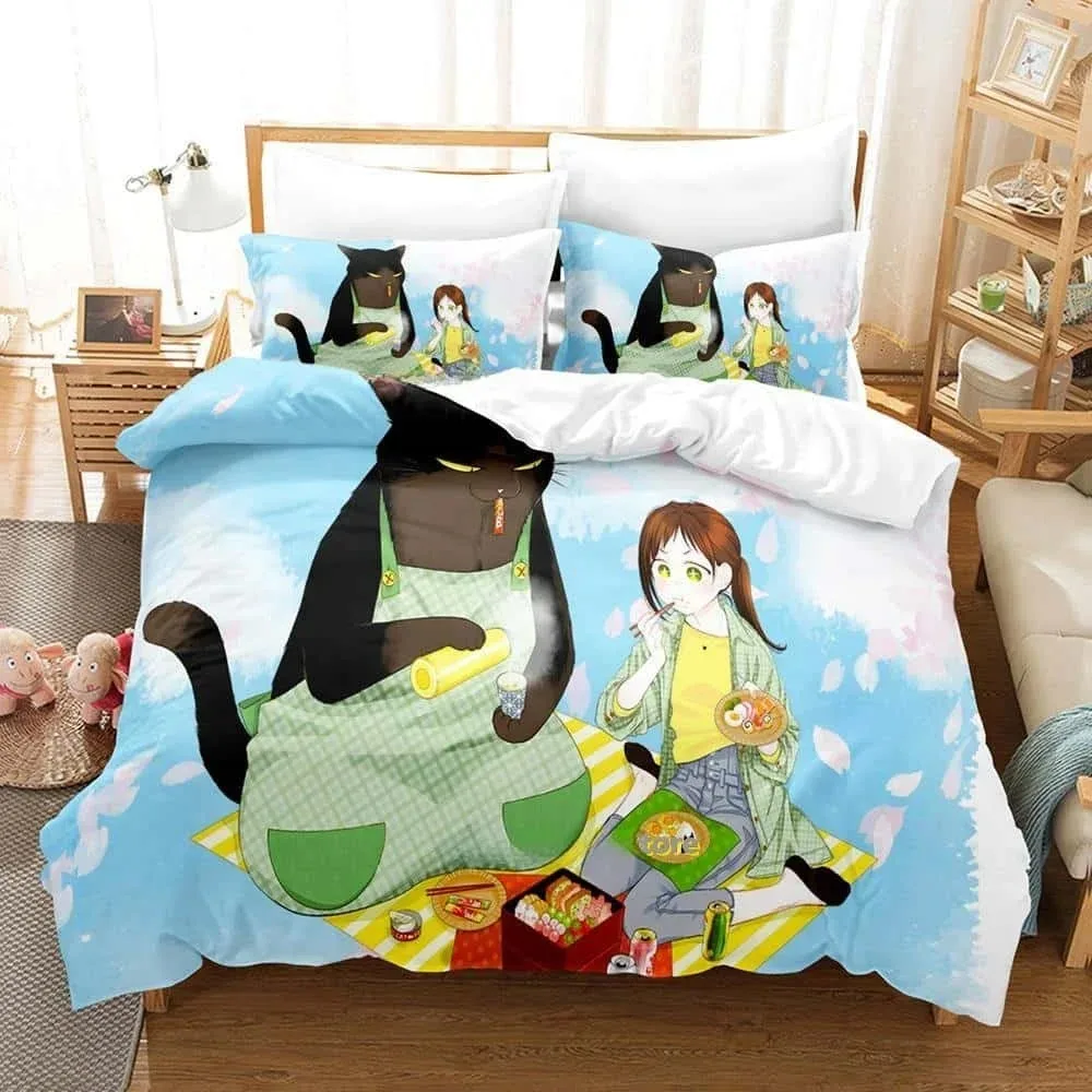 

3D Kawai The Masterful Cat Is Depressed Again Today Bedding Set Cartoon Anime three-piece set Adult Kid Bedroom Duvet cover Sets