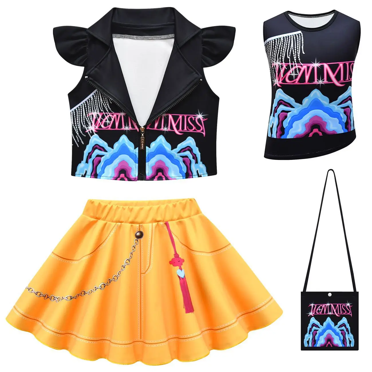 

Mira Flying Sleeve Top Kpop Demon Hunters Skirt Girl Halloween Cosplay Costume 3D Printing Anime Idol Stage Performance Outfit