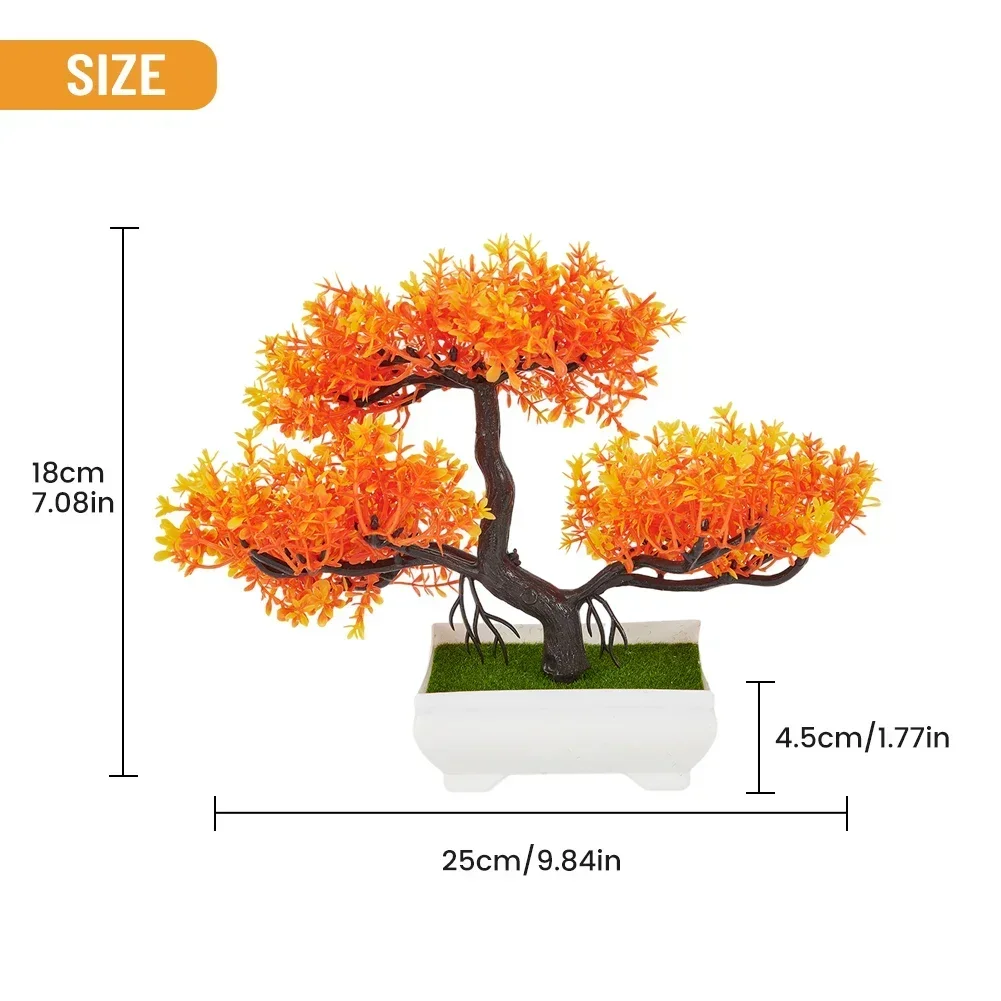 Simulation Flowers Artificial Plant Home Office Orange Plastic Potted Purple Room Simulation Pine Table Decoration