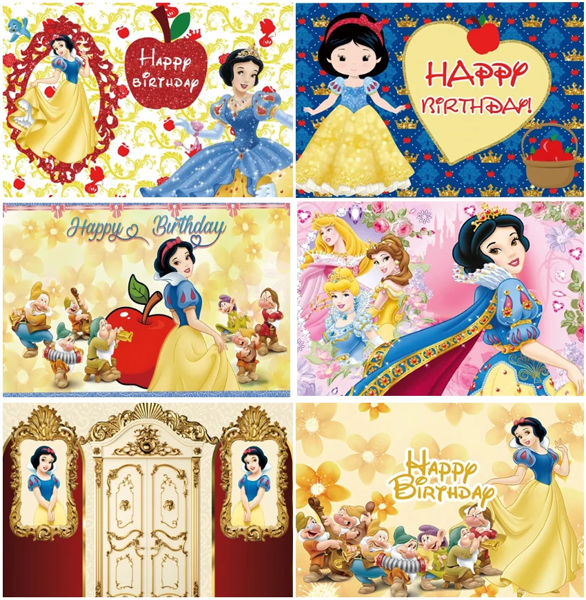 Disney Princess Snow White And The Seven Dwarfs Backdrops For Kids Birthday Party Decor Custom Newborn Backgrounds Studio Photo