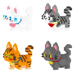 Chinese Garden super cute cat building blocks compatible with LEGO puzzle assembled children's toys boys and girls holiday gifts