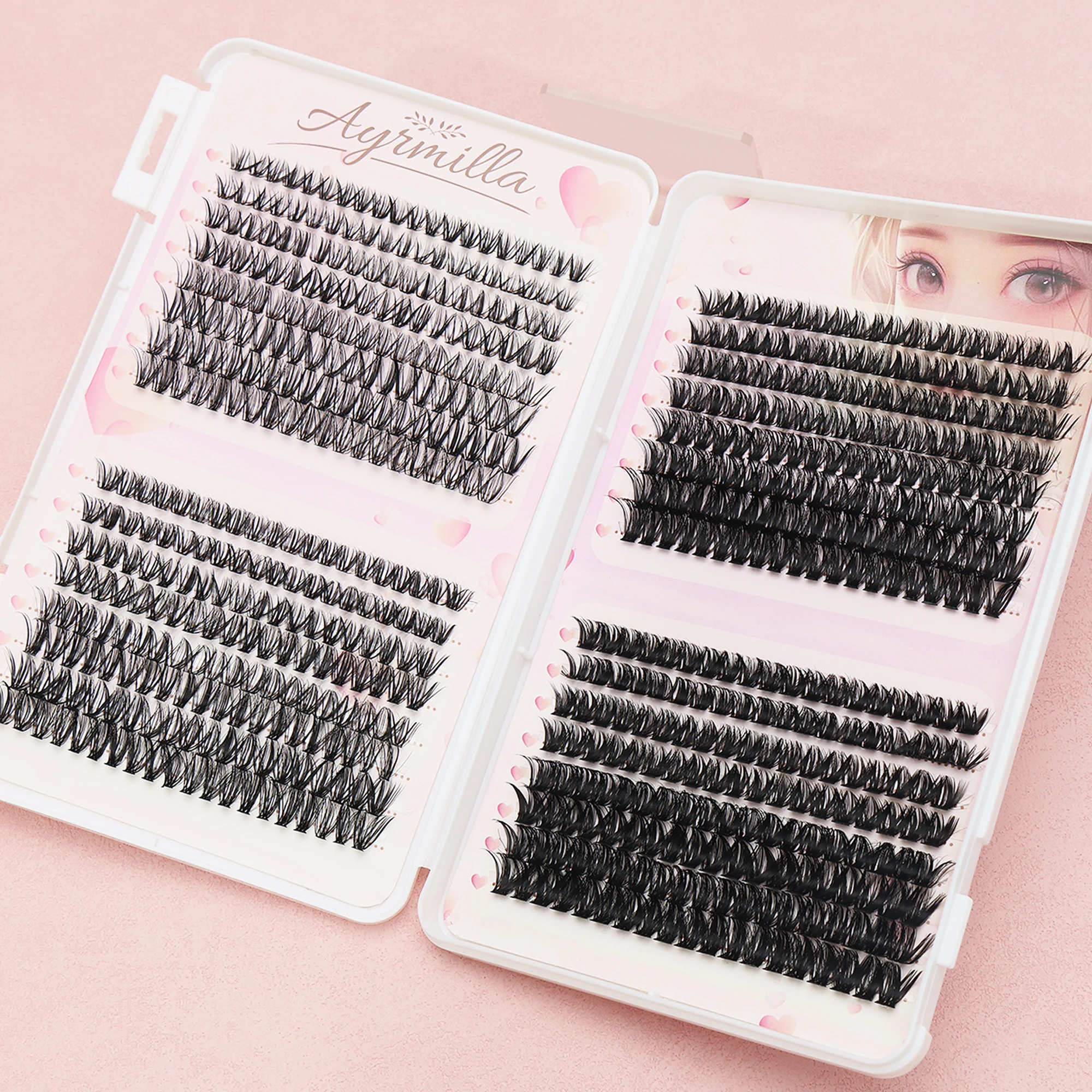 30P+40P DIY Cluster Lashes Mix Charm Style Eyelashes Extension False Eyelash Makeup Tool Russian Volume