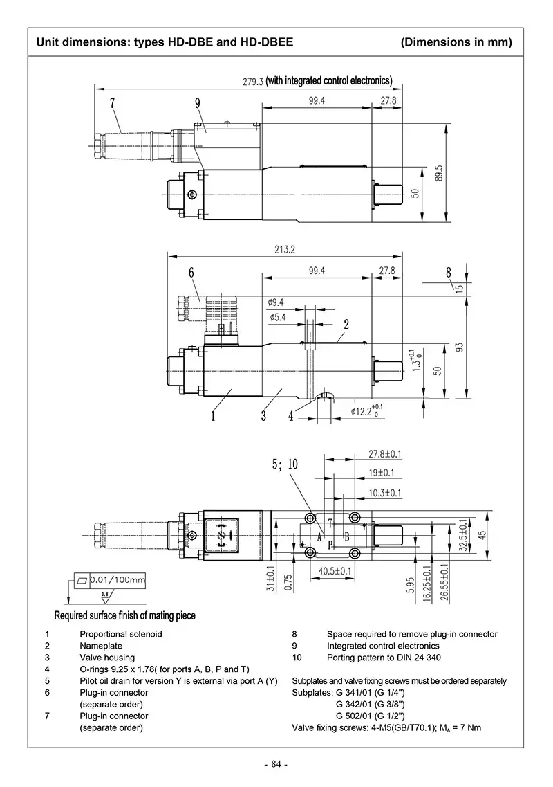 Válvula de alivio de control proporcional, disponible para bajo flujo o como válvula piloto.