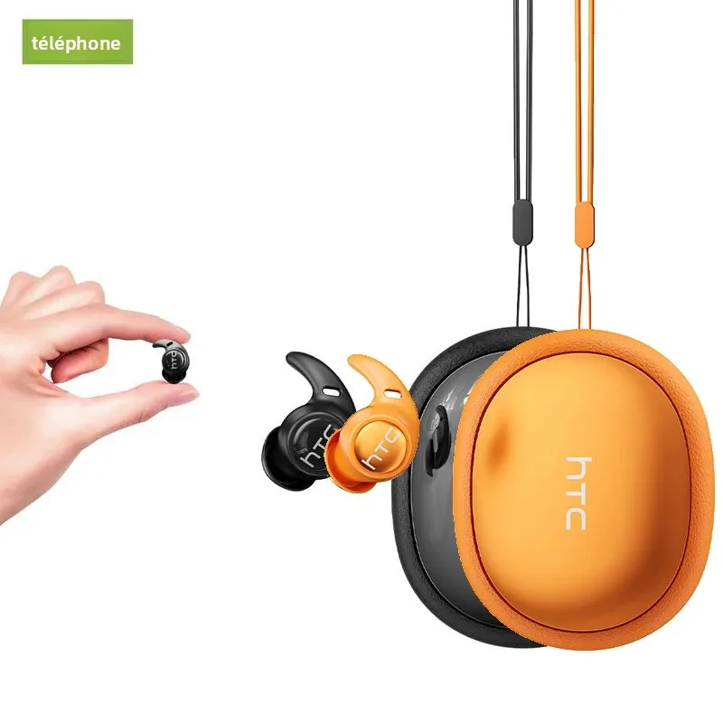 Écouteurs Bluetooth HTC NE76, Écouteurs Traducteurs IA Mini Invisibles pour le Sommeil, Casque Sans Fil Doux Orange