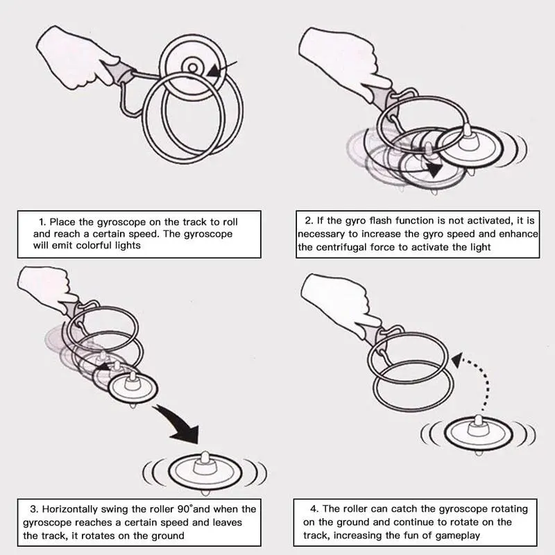 لعبة جيروسكوب مدار مغناطيسي LED للأطفال هدية علوية دوارة سحرية مع سكة يدوية مكرنك أضواء وامضة مضيئة علوية دوارة