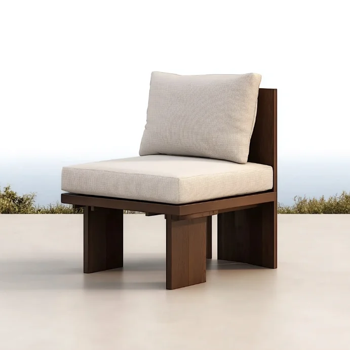 #Luxury Modern Outdoor Dining Chair With Backrest Weathered Wood Garden Courtyard