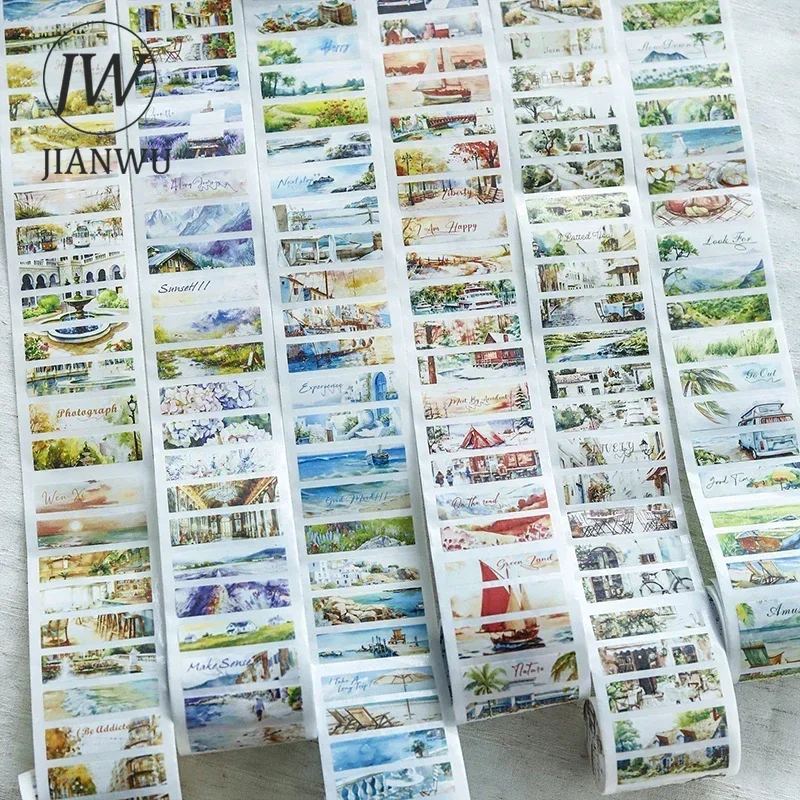 JIANWU 50mm*200cm Every Scenery Series Vintage Landscaping Material Collage Washi Tape Creative DIY Journal Stationery